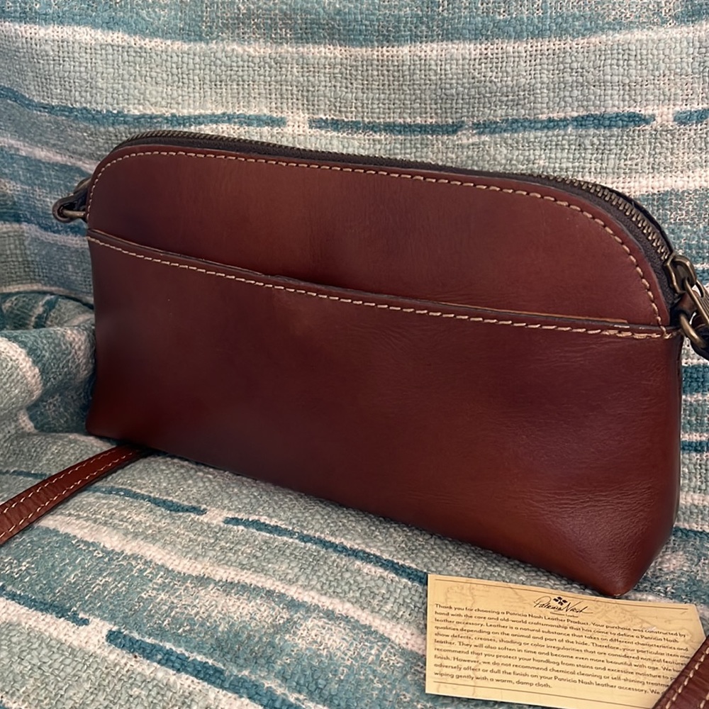 Patricia Nash Brown Leather Map Crossbody Bag - Picture 7 of 16